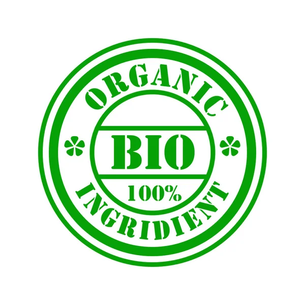 Etiqueta Redonda Sello Signo Orgánico Bio Ingrediente 100 Aislado Sobre — Archivo Imágenes Vectoriales