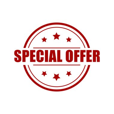 kırmızı yuvarlak mühür etiketi beyaz arkaplanda izole edilmiş özel teklif