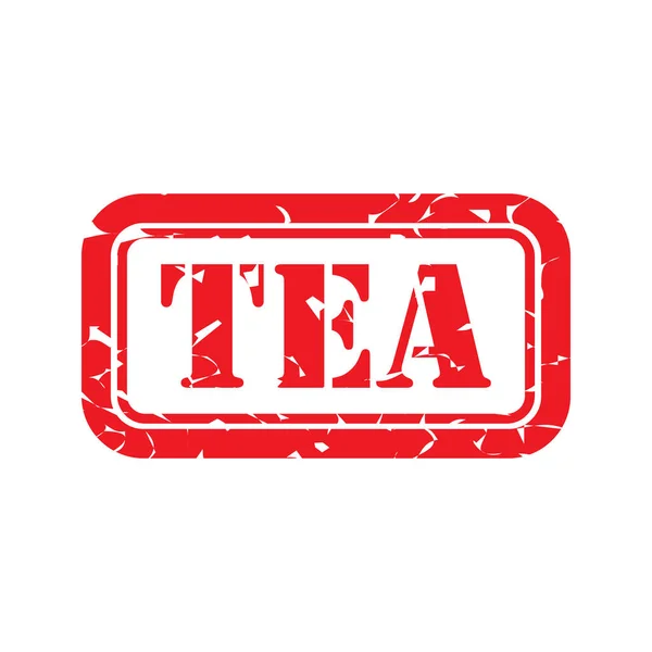 Красный Штамп Этикетка Чай Изолированы Белом Фоне — стоковый вектор