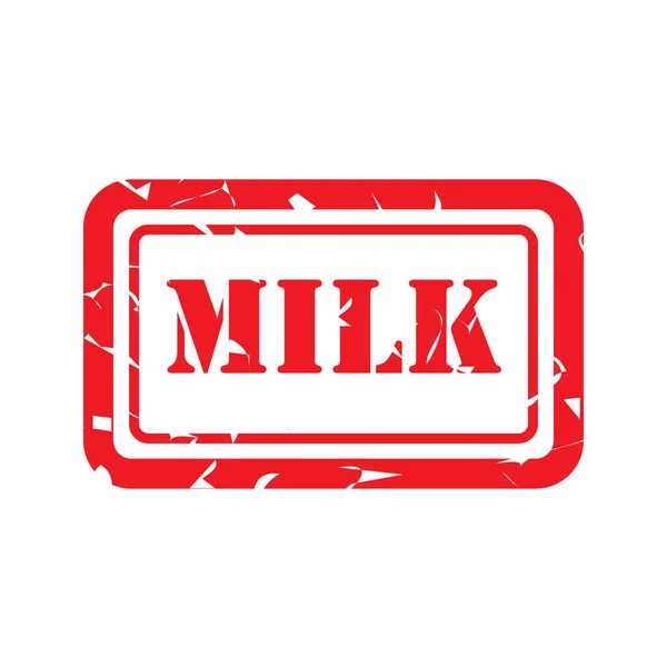 Красная Марка Этикетки Молока Белом Фоне — стоковый вектор