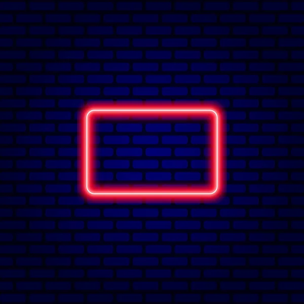 Red Neon Rectangular Frame Dark Brick Wall Background — Stock Photo, Image