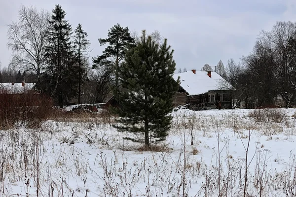 Casa rural Inverno — Fotografia de Stock