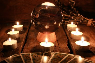 candle divination tarot cards clipart