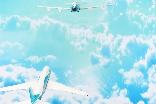 Viagem Avião Voa Céu Acima Das Nuvens — Fotografia de Stock