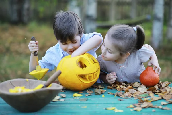 Traditions Automne Préparatifs Pour Les Vacances Halloween Une Maison Dans — Photo