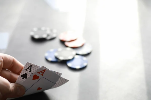 Gioco Azzardo Giochi Carte Soldi Texas Hold Poker Carte Mano — Foto Stock