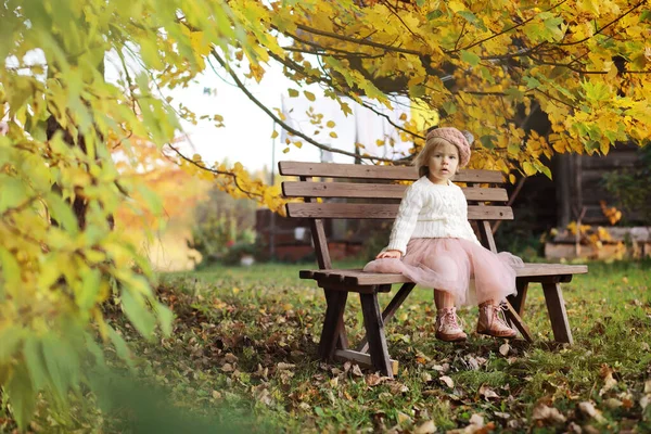 Jonge Familie Een Wandeling Het Herfstpark Zonnige Dag Geluk Samen — Stockfoto