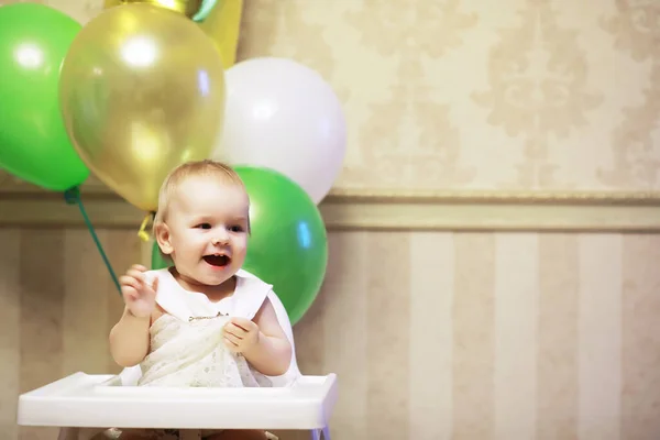 Födelsedag Ett Gammal Flicka Med Baloon — Stockfoto