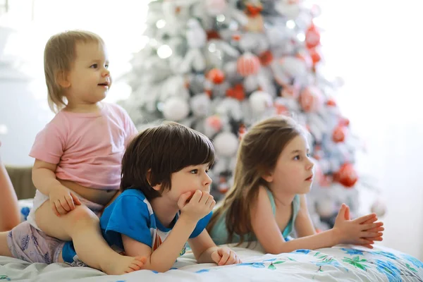 Merry Bright Christmas Lovely Baby Enjoy Christmas Childhood Memories Santa — Stock Photo, Image