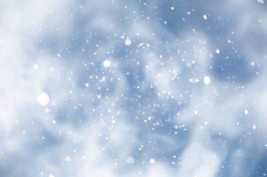 mavi kar yağışı bokeh arkaplan, soyut kar tanesi arkaplan bulanık soyut blu
