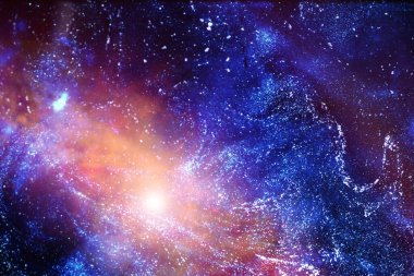 Evren 'in uzak bir galaksideki nebula ve yıldızlı astronomik fotoğrafı.