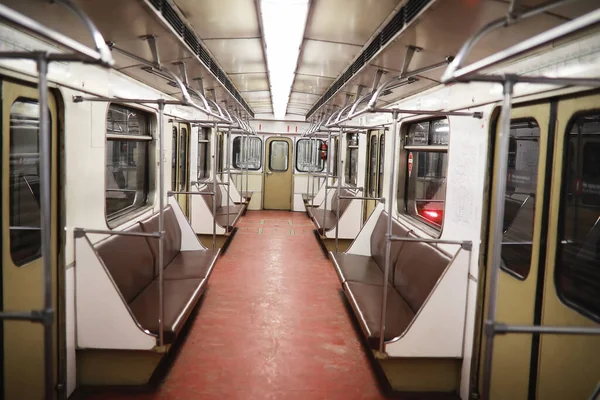 Carro Metro Com Assentos Vazios Carro Metrô Vazio — Fotografia de Stock