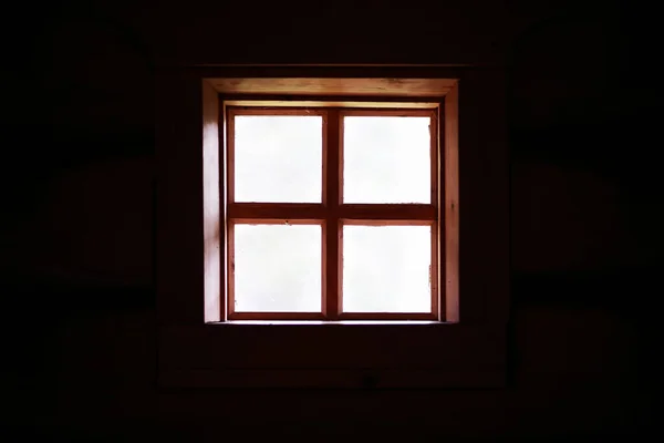 Window Old Wooden House Textured Window Silhouette — Stock Photo, Image