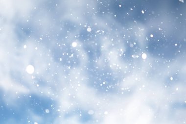 mavi kar yağışı bokeh arkaplan, soyut kar tanesi arkaplan bulanık soyut blu