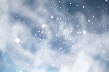 mavi kar yağışı bokeh arkaplan, soyut kar tanesi arkaplan bulanık soyut blu