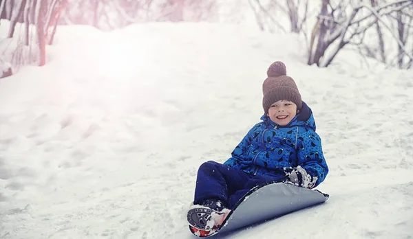 Kinderen Het Park Winter Kinderen Spelen Met Sneeuw Speelplaats Boetseren — Stockfoto