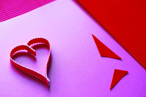 Paper Elements Shape Heart Dark Stone Background Love Valentine Day — Stock Photo, Image