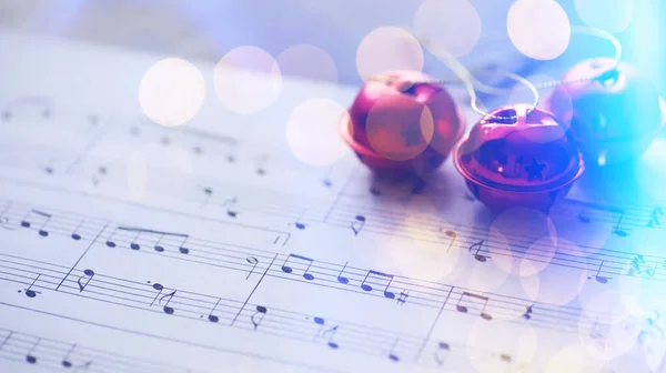 Noel Sayfası Müziği Müzik Sayfalarında Noel Süslemeleri Kapanış — Stok fotoğraf