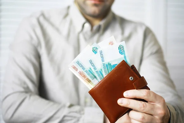 Banconote Con Iscrizione Cinquemila Rubli Soldi Russi Valore Nominale Cinquemila — Foto Stock