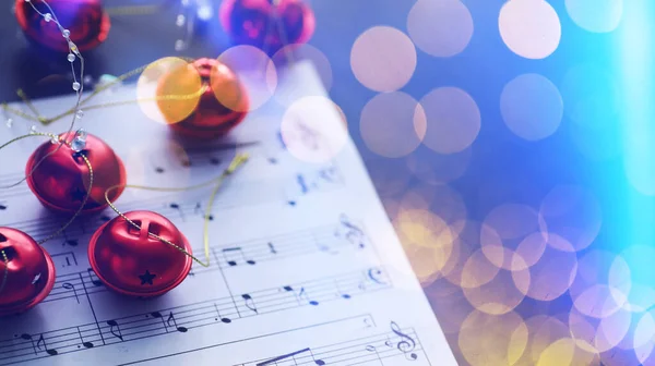 Christmas Sheet Music Christmas Decorations Music Sheets Closeu — Stock Photo, Image