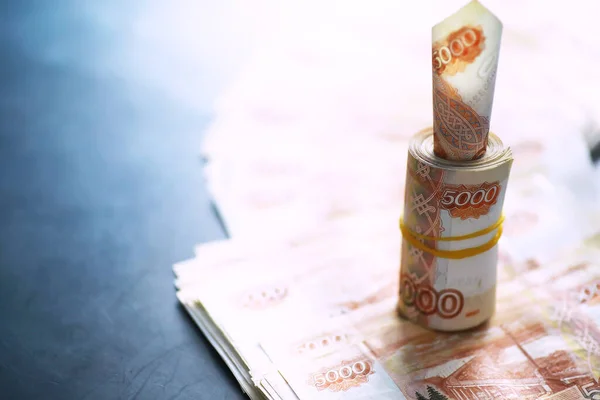 Billetes Con Inscripción Cinco Mil Rublos Valor Nominal Del Dinero —  Fotos de Stock