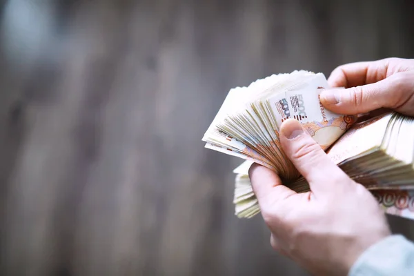 Bankbiljetten Met Opschrift 5000 Roebel Russisch Geld Heeft Een Waarde — Stockfoto