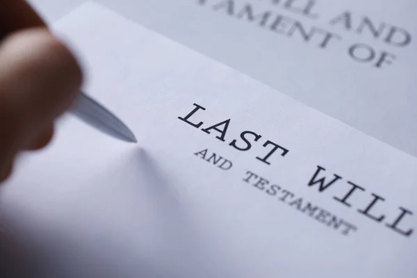 Legal concept. The procedure for writing the last will. Papers with testament on table. Registration of the last will and testament.