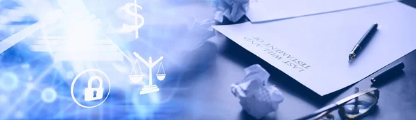 Legal Concept Procedure Writing Last Papers Testament Table Registration Last — Stock Photo, Image