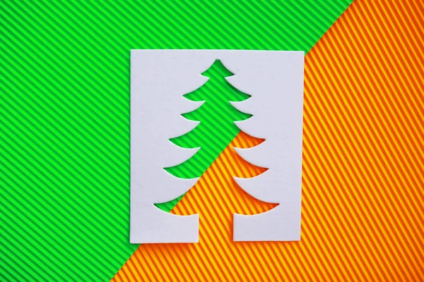 Christmas Tree Paper Cutting Design Papercraft Card White Red Green —  Fotos de Stock