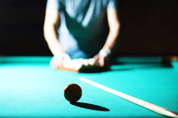 Billiard Club Gambling Table Russian Billiard Set Dark Cue Ball — Stock Photo, Image