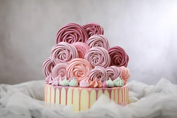 Hermosa Galleta Pastel Festivo Con Diferentes Cremas Decorar — Foto de Stock