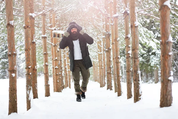 Outdoor Portrait Handsome Man Coat Scurf Casual Winter Fashion — Stock Photo, Image