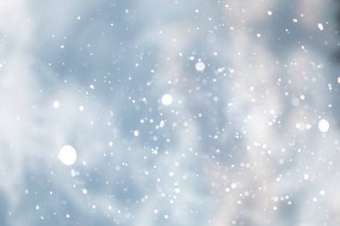 mavi kar yağışı bokeh arkaplan, soyut kar tanesi arkaplan bulanık soyut blu