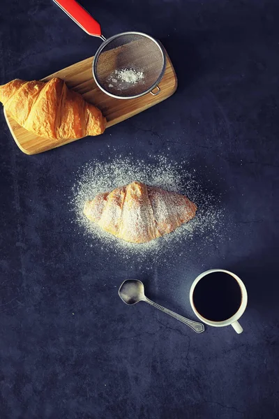 Produse Patiserie Proaspete Masă Croissant Aromă Franceză Pentru Micul Dejun — Fotografie, imagine de stoc