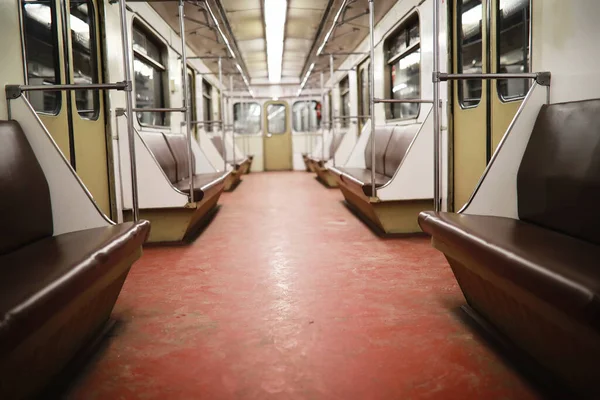 Carro Metro Com Assentos Vazios Carro Metrô Vazio — Fotografia de Stock