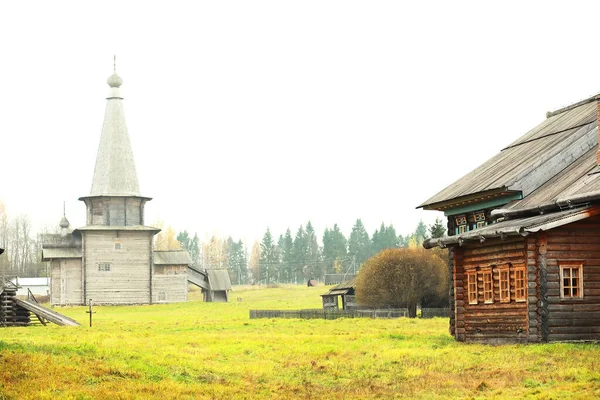Staré Historické Ortodoxní Muzeum Úžasná Jedinečná Venkovská Krajina Severní Země — Stock fotografie