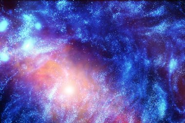 Evren 'in uzak bir galaksideki nebula ve yıldızlı astronomik fotoğrafı.