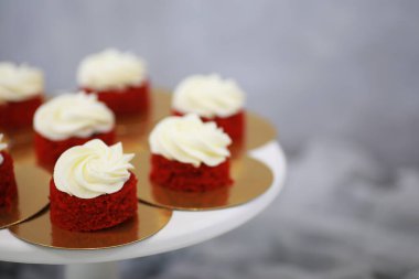 Farklı kremalı güzel pasta bisküvisi ve dekorasyon.