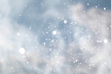 mavi kar yağışı bokeh arkaplan, soyut kar tanesi arkaplan bulanık soyut blu
