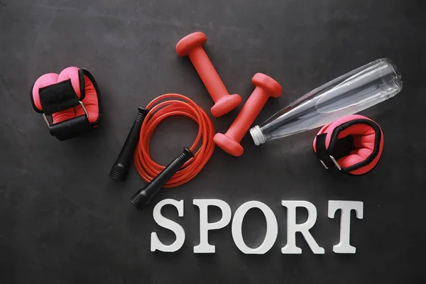 Desporto Estilo Vida Saudável Acessórios Para Esportes Tapete Ioga Haltere — Fotografia de Stock