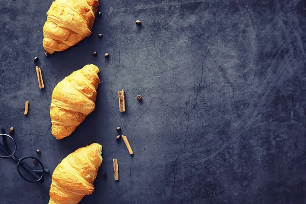 Pasteles Frescos Mesa Croissant Con Sabor Francés Para Desayuno — Foto de Stock