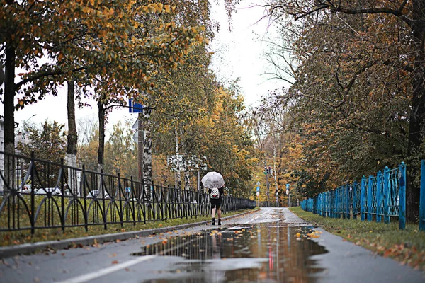 Lluvia Otoño Parque Durante — Foto de Stock