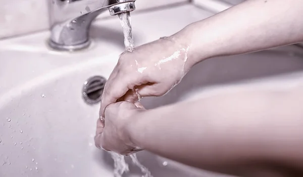 Regras Higiene Lavagem Das Mãos Antes Das Refeições Tratamento Antibacteriano — Fotografia de Stock