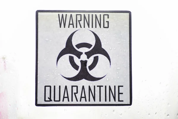 Quarantine Quarantine Warning Sign Glass Door Hospital Isolator Isolation Patients — Stock Photo, Image