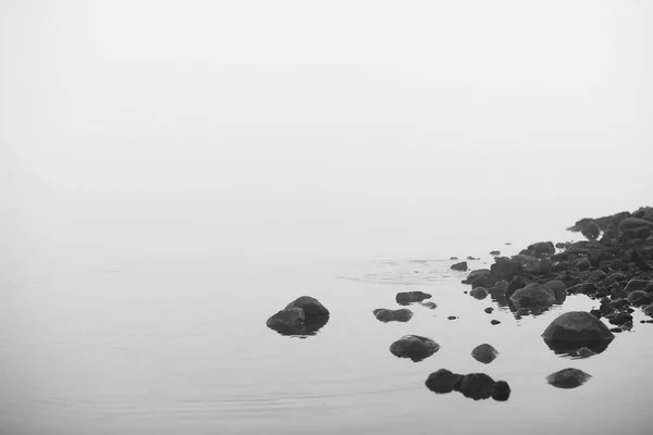 Nebel See Morgens Natur Wasser Und Weißer Nebel — Stockfoto