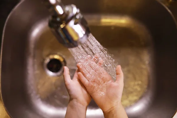 Hygiëne Regels Handwas Voor Maaltijd Antibacteriële Behandeling Handen Met Zeep — Stockfoto