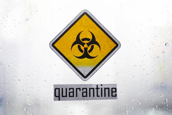 Quarantaine Quarantaine Waarschuwingsbord Een Glazen Deur Ziekenhuis Isolator Isolatie Van — Stockfoto