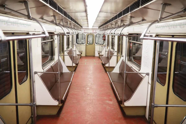 Carro Metro Com Assentos Vazios Carro Metrô Vazio — Fotografia de Stock