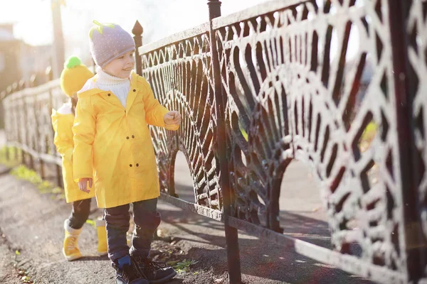 Dzieci Spacerują Jesiennym Parku Fali — Zdjęcie stockowe