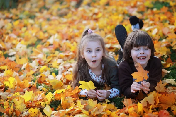 Young Family Walk Autumn Park Sunny Day Happiness Together — Stock Photo, Image